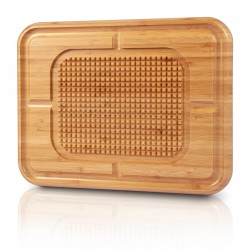 Carving Cutting Board, 17"x14"x2" Large Turkey Bamboo Board with Juice Groove, Kitchen Wood Chopping Board, Heavy Duty, Reversible, Thick Serving Tray with Spikes, Stabilizes Meat While Carving