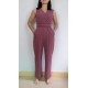 Urparcel Dress pant Spring Ladies Sleeveless Solid Jumpsuits V-neck High Waist Sashes Women Casual Wide Leg Rompers