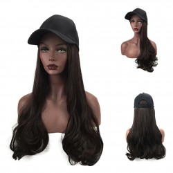 Urparcel Women Girl Long Curly Wig Synthetic Hairpiece Hair Extension with Baseball Cap Fashionable anti-ultraviolet sun hat Streetwear