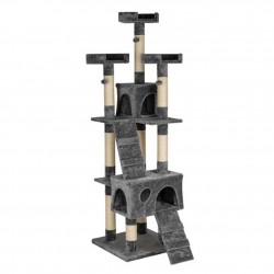 66 Inch Sisal Cat Climbing Frame Cat Tree Tower Cat Toy Model Hb-16064 for Pet Cats Standing Shelf Units Gray