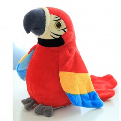 Talking Parrot Toy, Repeat What You Say Funny Kids Stuffed Toys with Multifunctional Movable Wing, Birthday Gift Kids Early Learning Animal Toy Electronic Toy(Red)